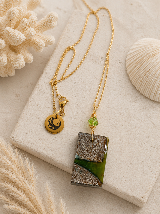 Emerald Tide Fused Glass Necklace
