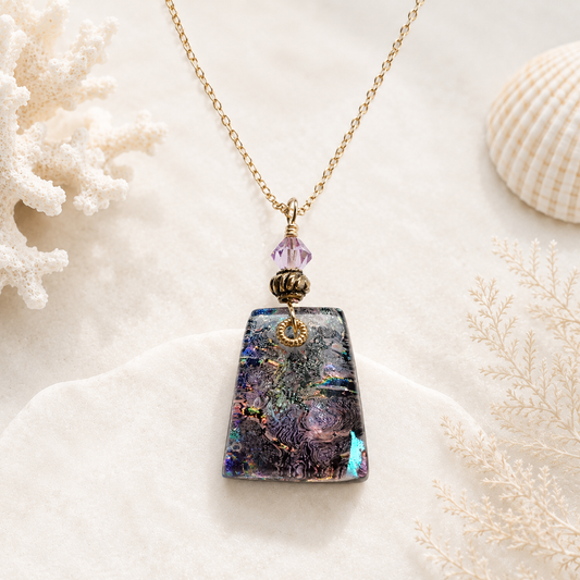 Moonlit Tide Dichroic Glass Necklace