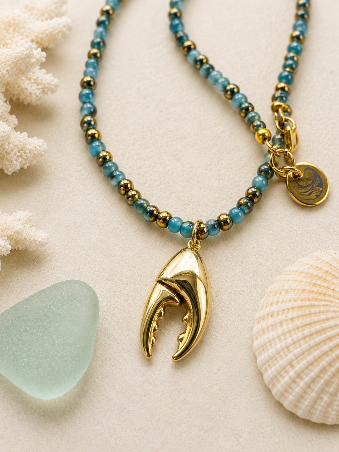 Gold Lobster Claw Coastal Necklace