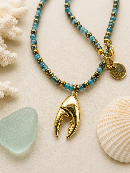 Gold Lobster Claw Coastal Necklace