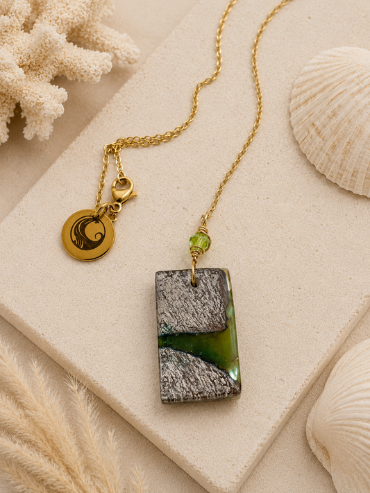 Emerald Tide Fused Glass Necklace
