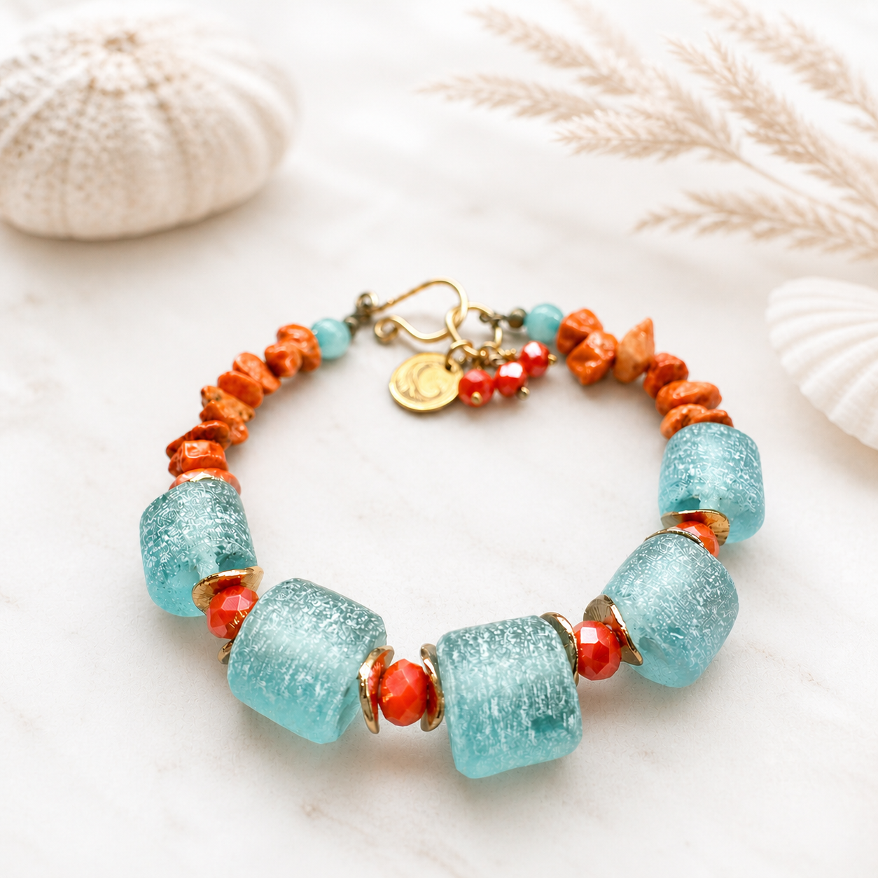Seafoam & Coral Luxe Bracelet