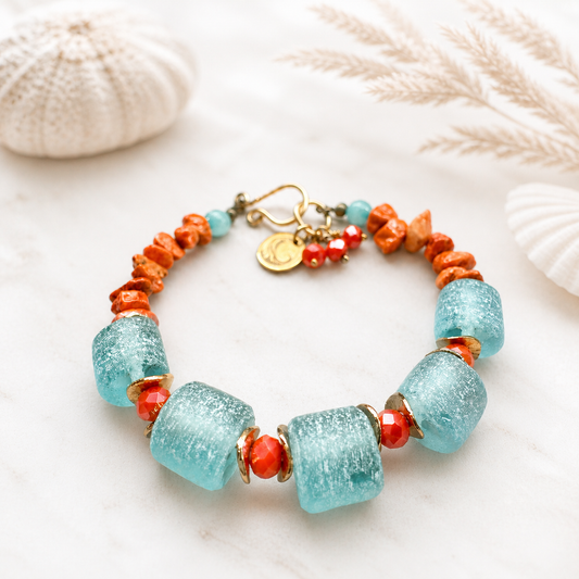 Seafoam & Coral Luxe Bracelet