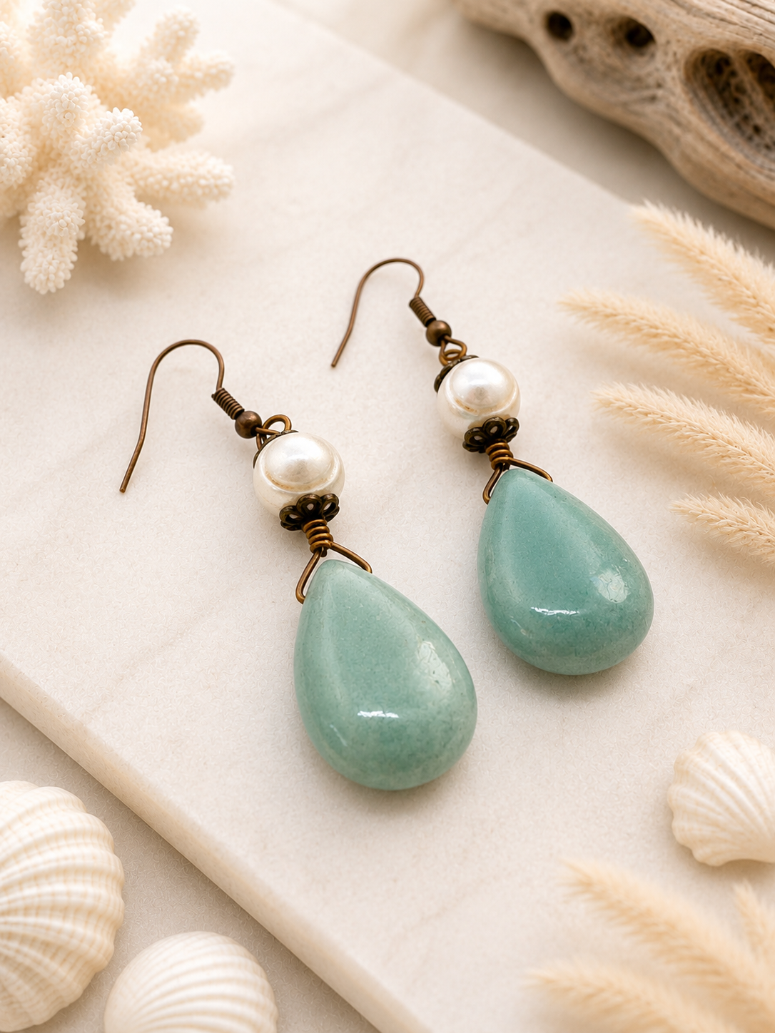 Seafoam Pearl Drop Earrings
