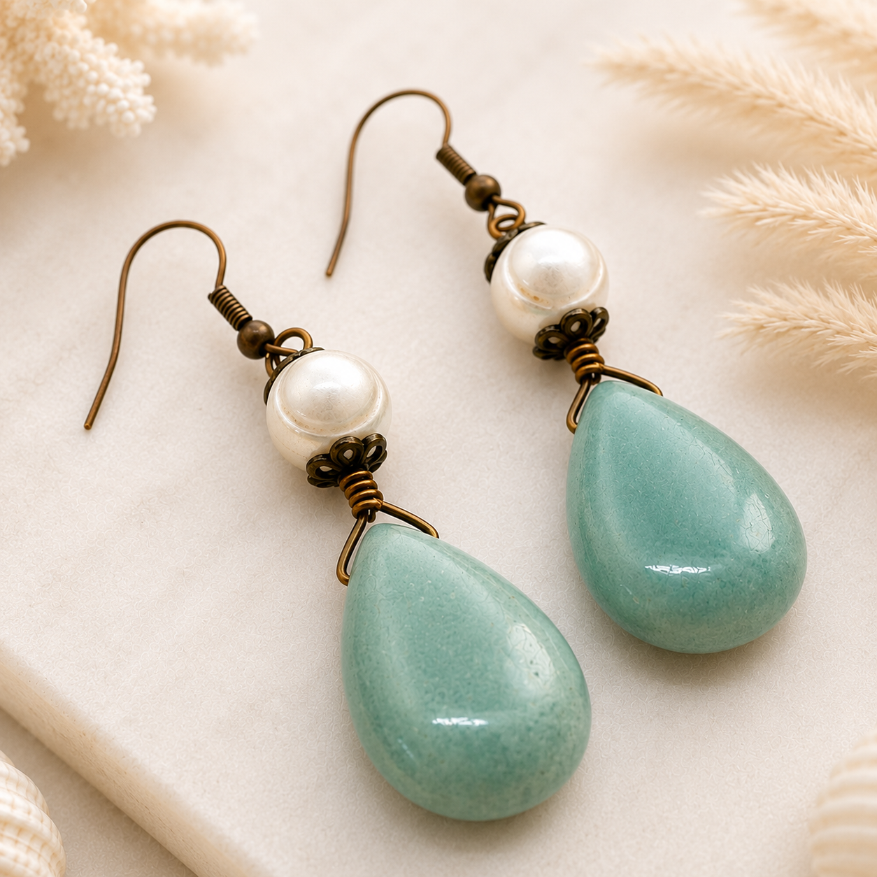 Seafoam Pearl Drop Earrings