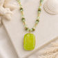 Lime Tide Fused Glass Pendant Necklace
