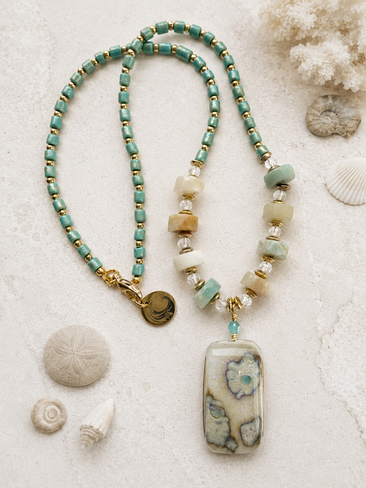 Ocean Fossil Glow Pendant Necklace