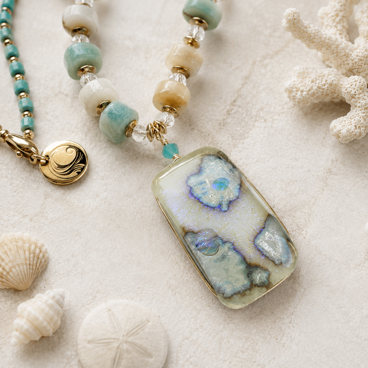 Ocean Fossil Glow Pendant Necklace