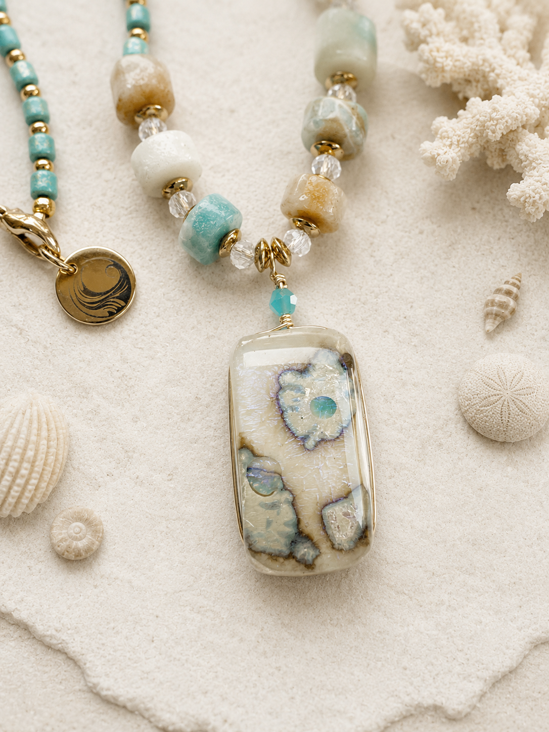 Ocean Fossil Glow Pendant Necklace