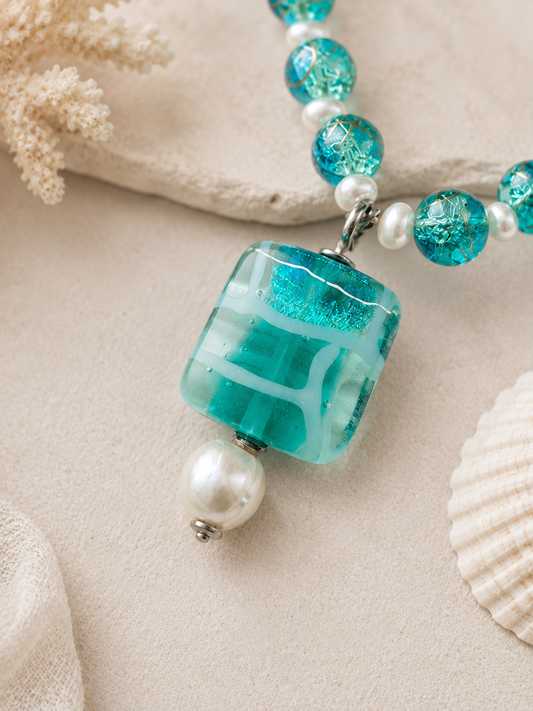 Ocean Tide Lampwork Glass Necklace