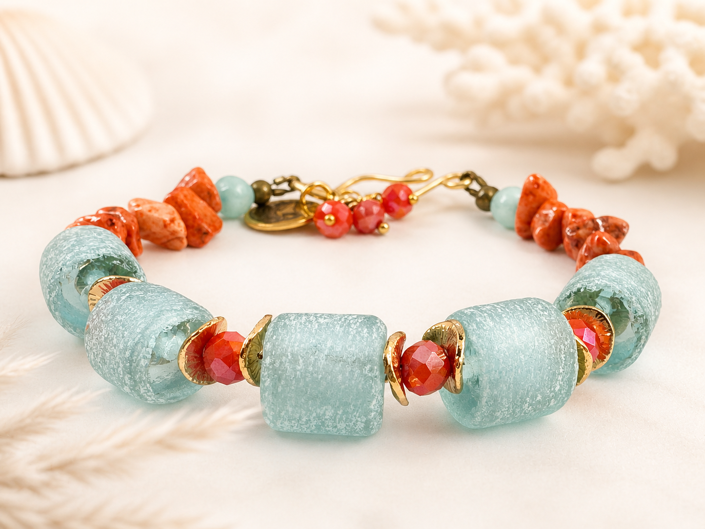 Seafoam & Coral Luxe Bracelet