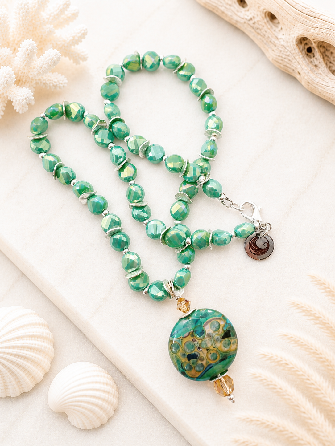 Ocean Tides Glass Lampwork Necklace