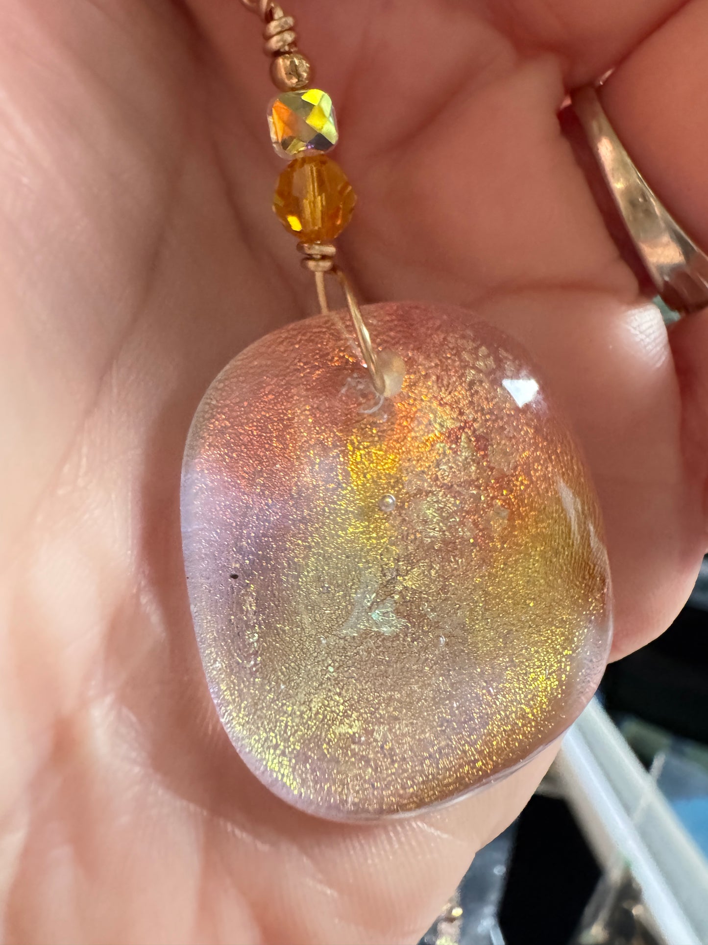 Aurora Tide Dichroic Glass Pendant Necklace