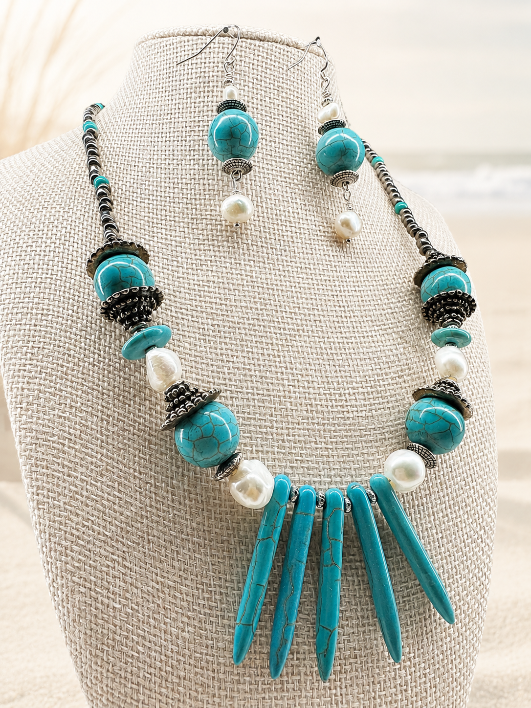 Baroque Pearls and Dyed Howlite