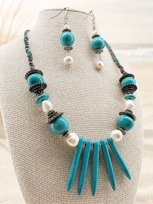 Baroque Pearls and Dyed Howlite
